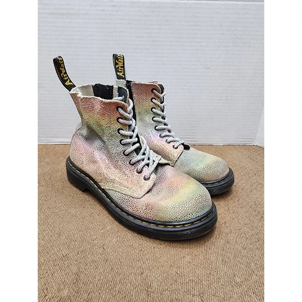 Dr. Martens Pascal suede boots 1460 rainbow glitter lace up Size US 2